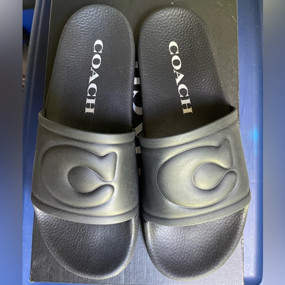 COACH WOMENS ULLA BLACK SLIDES SIZE 9 NEW - Picture 1 of 2